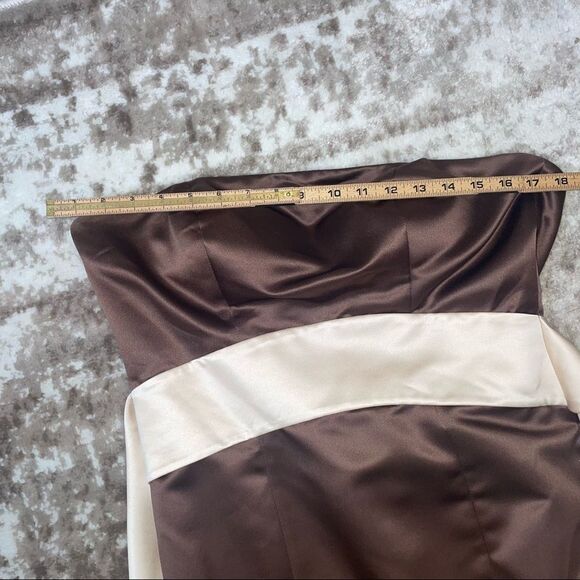 Bill Levkoff gown Chocolate brown bridesmaid dress Strapless Formal Dress SZ 8 - Picture 6 of 14